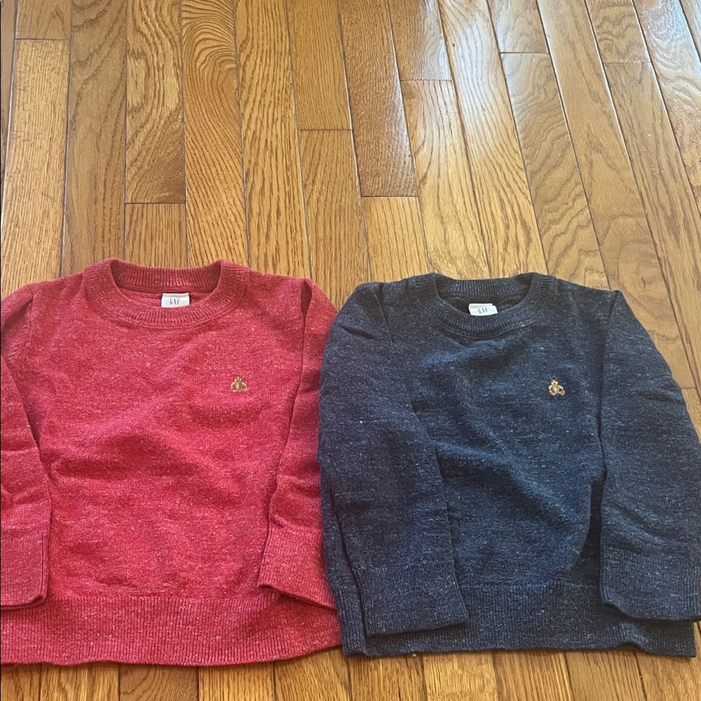 Baby Gap Crewneck Sweaters Melange 2 Red Blue 4 Toddler 4T‎ Casual Cozy Lot